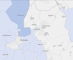 Public Health England map showing infections in Rochdale, week ending 3 September