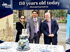 The Mayor and Mayoress of Rochdale attended Rochdale Town Hall's 150th birthday celebrations on Saturday 25 September, pictured with the leader of Rochdale Borough Council, Councillor Neil Emmott