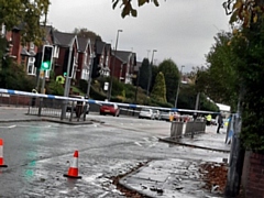 Queensway taped off between Digby Road and Dicken Green