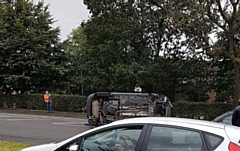 Car flipped on Albert Royds Street 