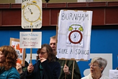 Protesters outside the GMCA office