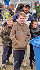 Residents with Brassic actor Joseph Gilgun at Thrush Street, Rochdale