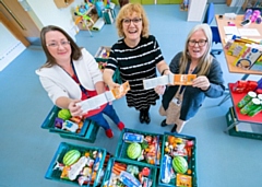 The food voucher scheme benefits thousands of lower income families, promoted here by Councillor Rachel Massey (l) and Councillor Sue Smith (r)