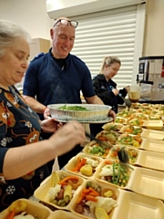 The dinners were served up by Danielle, PC Joe Lucas, PCSO Peter Marshall and Sue Simpson in the kitchen of Castleton Community Centre