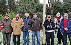 Mayor of Rochdale Councillor Aasim Rashid (second from left) attended the Lancashire Day flag raising in Milnrow on 27 November