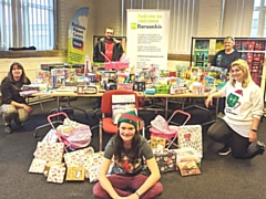 Paul Jackson from the club with Emma Medhurst, Jackie Thurston, Emma Whitehead and Kim Kelly from Barnardo’s