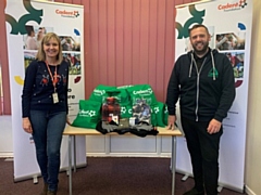 Cadent Foundation Director, Julia Dwyer with Groundwork Project Manager, James Hoare and some of the winter warmer packs