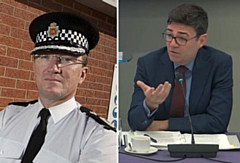 Former Chief Constable Ian Hopkins (left) was asked to resign by Mayor Andy Burnham (right)