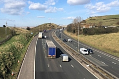 The M62 from Milnrow towards the Rakewood Viaduct