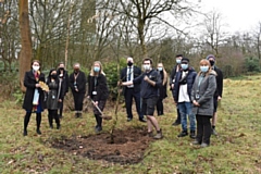 Principal and CEO Julia Heap leads tree planting at Hopwood Hall College