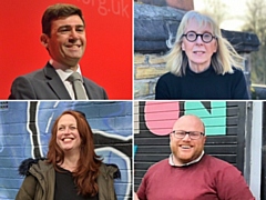 Clockwise from top left - Labour candidate and incumbent Andy Burnham, Conservative candidate Laura Evans, Liberal Democrat candidate Simon Lepori and Green Party candidate Melanie Horrocks