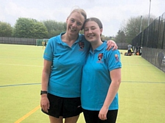 Player of the match Arabella McDonald (right) with proud mum and goal scorer Paula McDonald