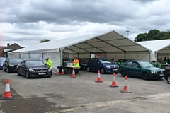 Drive through Covid-19 vaccination site at the Crown Oil Arena