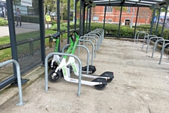 Lime e-scooters parked outside Nye Bevan House on Maclure Road