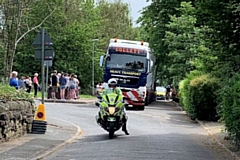 The new electricity transformer being delivered to the substation on Clay Lane, Norden