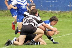 Max Wood scored the final try for Mayfield on his debut