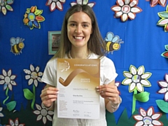 Caldershaw Primary school teacher Miss Eliza Buckley with her bronze award