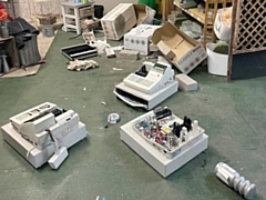 Tills smashed at Gordon Riggs garden centre Rochdale