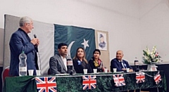 Commemorating the anniversary of Muhammad Ali Jinnah - founder of Pakistan: Sir Tony Lloyd MP, Lord Wajid Khan, Muqaddasah Bano (Chair of Press Club of Pakistan UK) Farhat Haider (Acting Community Welfare Attaché of the Consulate General of Pakistan based in Manchester) and Ghulam Rasul Shahzad OBE (General secretary of PCPUK) 