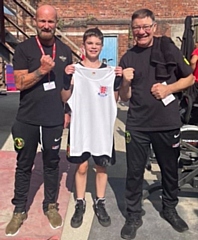 L-R: Hamer coach Frank Maddocks, Hamer boxer Charlie Braddock, Hamer coach Steven Connellan