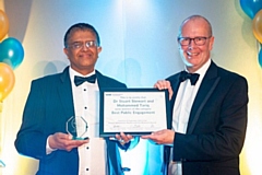 Mohammed Tariq, BAME Staff Network Lead (left), Co-clinical Director of the NIHR Greater Manchester Clinical Research Network – Professor Martin Gibson (right)