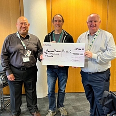 Circle Director, Mark Wynn (right) along with Circle Special Projects Coordinator, Kim Ho (left) were presented the cheque for £10,000 by Zen founder and Chairman, Richard Tang (centre)