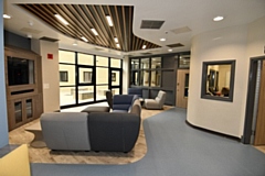 Lounge area of Walkerwood psychiatric intensive care unit based at Tameside General Hospital