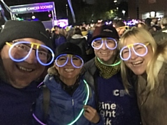 Greg Cudworth, Malcolm's sister Fiona, Malcolm Cudworth and daughter-in-law Joanne at the Night Shine walk