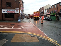 Part of the closure on Yorkshire Street at the junction with Elliott Street