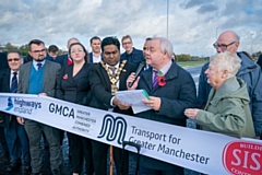 The mayor of Rochdale, Ali Ahmed and council leader Neil Emmott open the new South Heywood link road