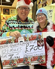 Gwen Tyler raised £700 for the Royal British Legion and John Swinden doubled her efforts