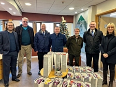 District charity steward John Taylor and other members visited Springhill Hospice in Rochdale to deliver the annual Christmas hampers