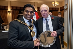 Man of Rochdale 2022 Dave Richardson with Mayor Ali Ahmed