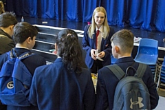 Charlotte Evans served students at the bake sale