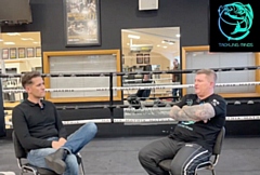 Tackling Minds' founder Dave Lyons (L) with former world champion boxer Ricky Hatton (R) 