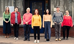 The Cartwheel Arts team L-R: Vicki Greer, Bailey Leonard, Rick Walker, Hebe Reilly, Lucy Holland, Richard Hirst and Becky Smyllie