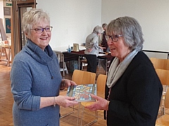 Andrea Sarginson (left) and Friends of Rochdale Art Gallery Chairperson Jenny Buckley