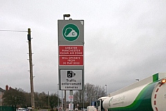 Clean Air Zone sign before the 'Under Review' stickers were added