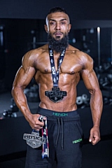 Mohammed 'Raj' Hussain placed second in his category at the PCA Lancashire body-building show