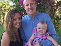 In 2019, at just 29 years old, Tom Makin, of Rochdale, died of osteosarcoma (pictured here with his wife, Kirsty, and one of his daughters)