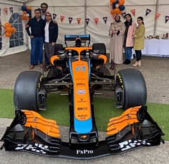 A McLaren MCL35M was on display at the Whitworth Road Garage