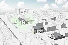 The plan of the locations of the new apartments and bungalow off Whitworth Road