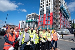 Guests at Upperbanks topping out ceremony