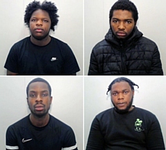 L-R clockwise: Harry Oni, Gideon Kalumda, Jeffrey Ojo and Brooklyn Jitobah - all of Manchester - were found guilty of conspiracy to murder