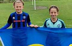 Friends Mason and Ben, both 10, came up with the idea of running 30 laps of the Spotland Road stadium – one for each year that Rochdale has been twinned with Lviv