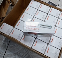 Nitrous oxide (NOS, laughing gas) cannisters were seized by Trading Standards