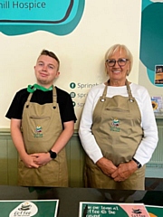 Stephen and Joan in the new aprons