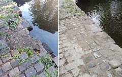 The canal towpath - before (left) and after (right)