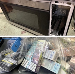 The illegal cigarettes were found in a microwave