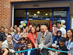 Councillor Rachel Massey, cabinet member for children’s services and education and mayor of Rochdale, Councillor Mike Holly opening one of the new hubs